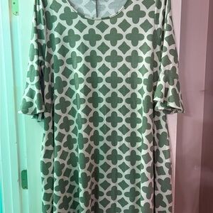 Green and White Patterned Dress